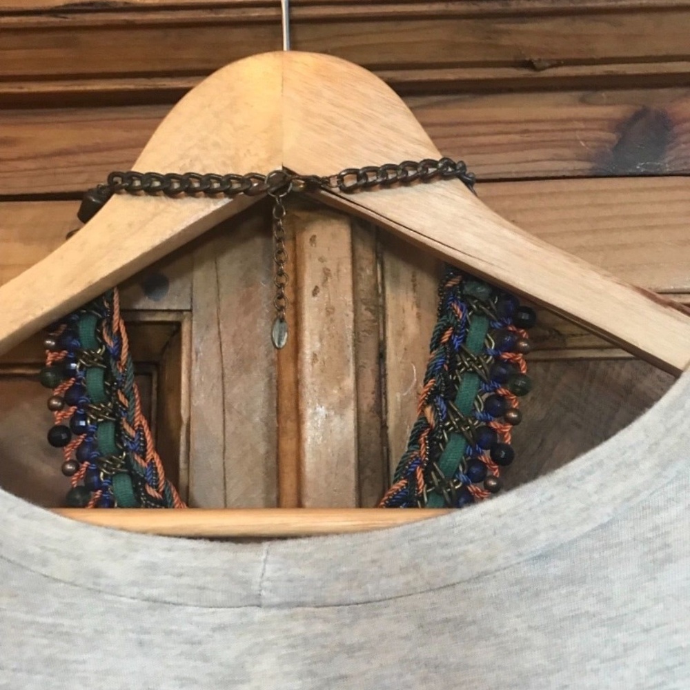 Zara Cord Chain Bib Necklace w/Colored Rhinestones - Picture 4 of 4